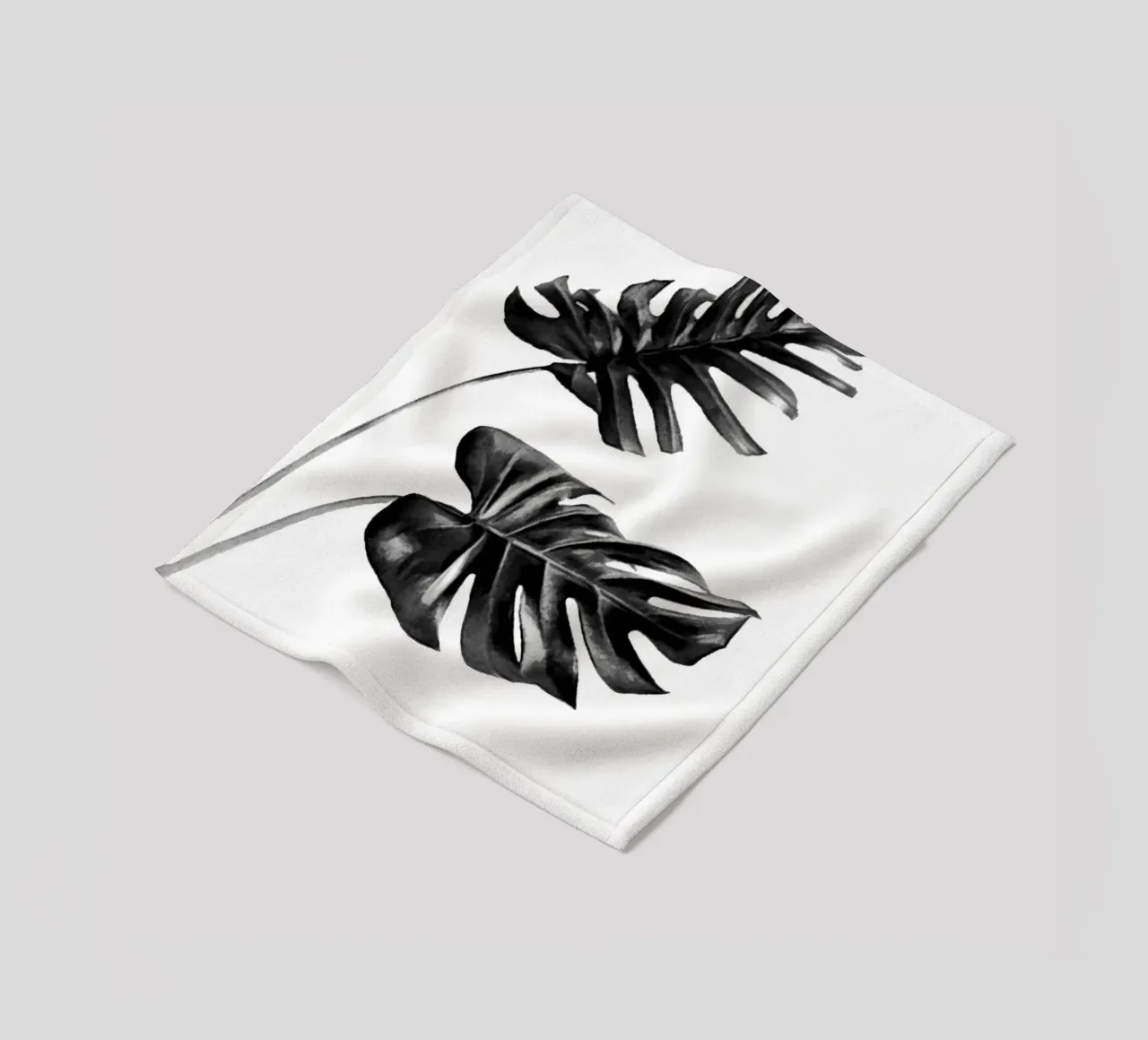 Monstera bianca e nera 04 coperta in pile da amini54