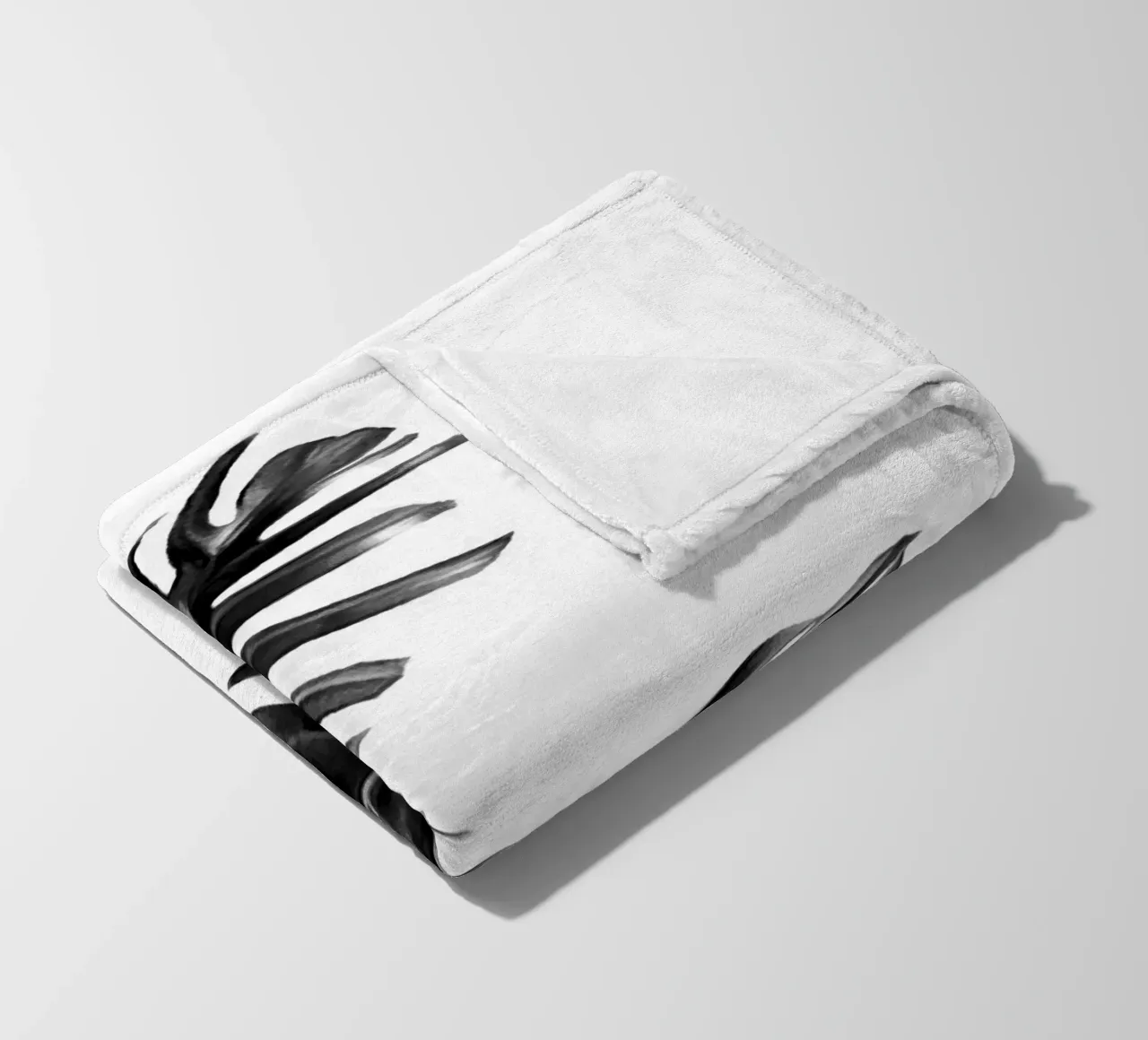 Monstera bianca e nera 04 coperta in pile da amini54