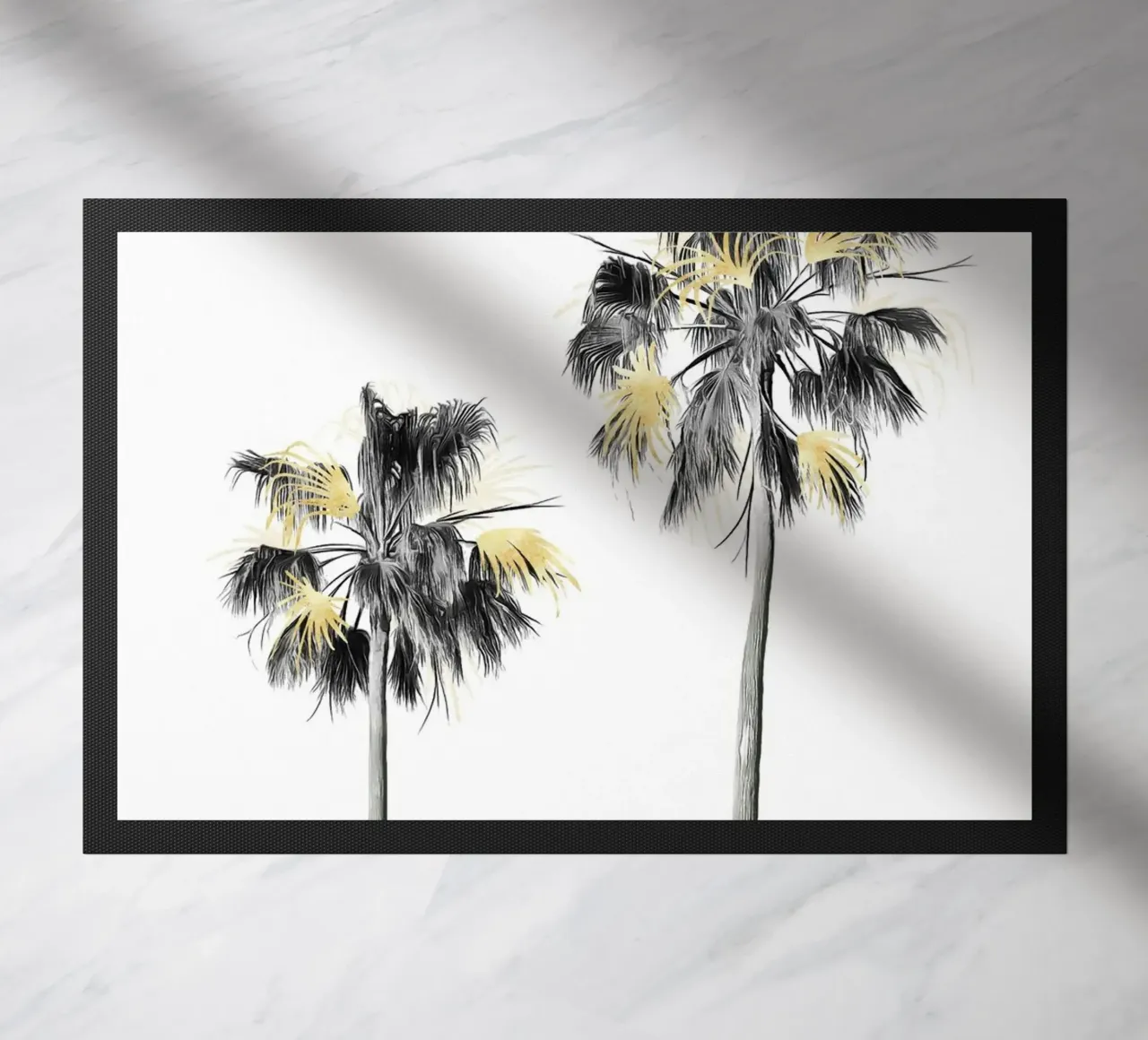 Albero di palme nero, bianco e oro 01 zerbino da amini54