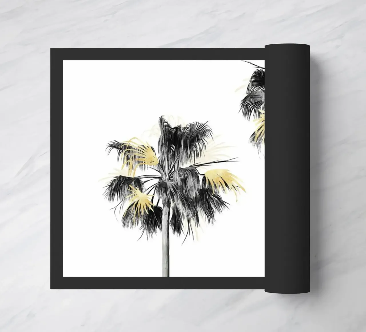 Albero di palme nero, bianco e oro 01 zerbino da amini54