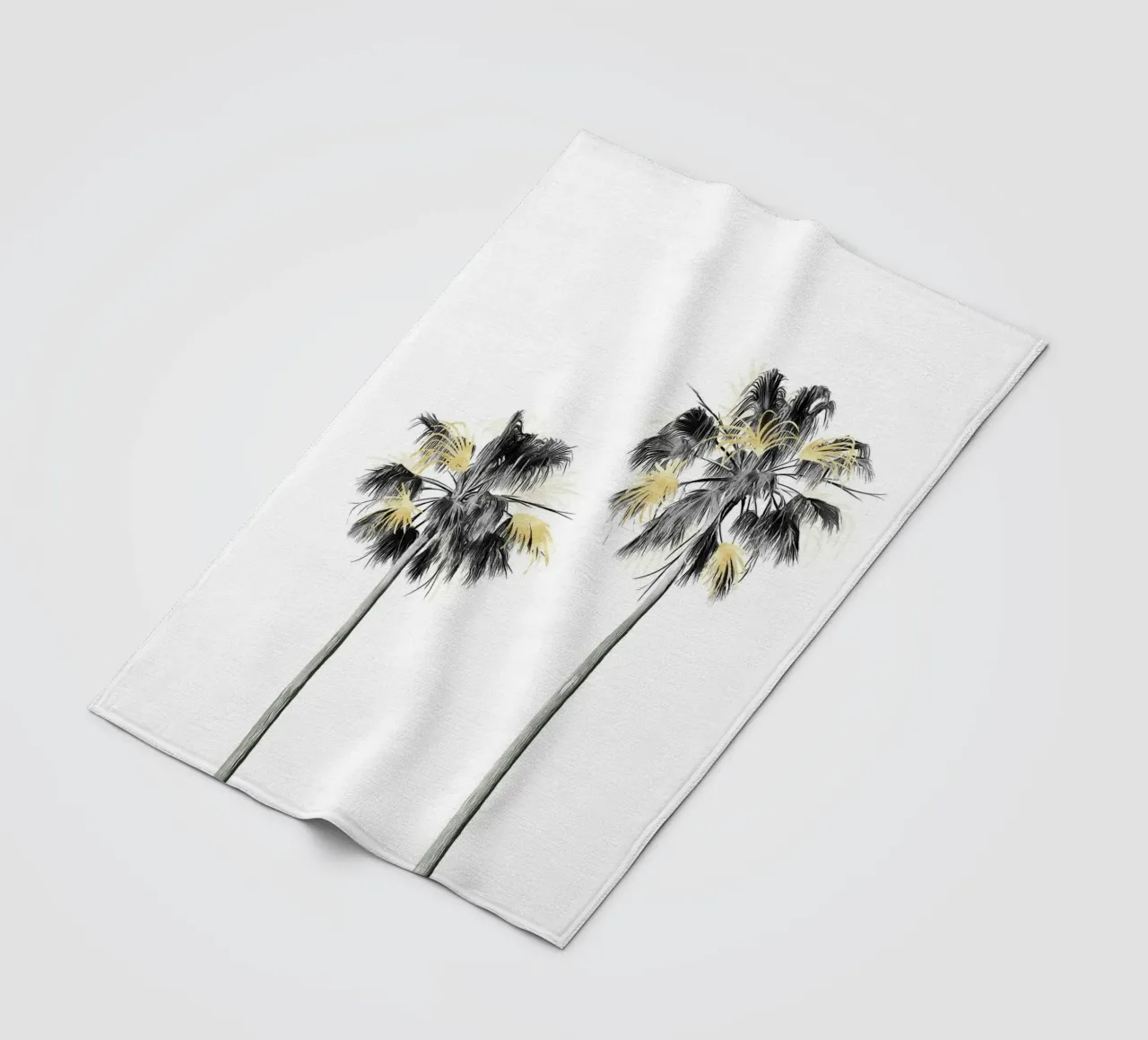 Albero di palme nero, bianco e oro 01 coperta in pile da amini54