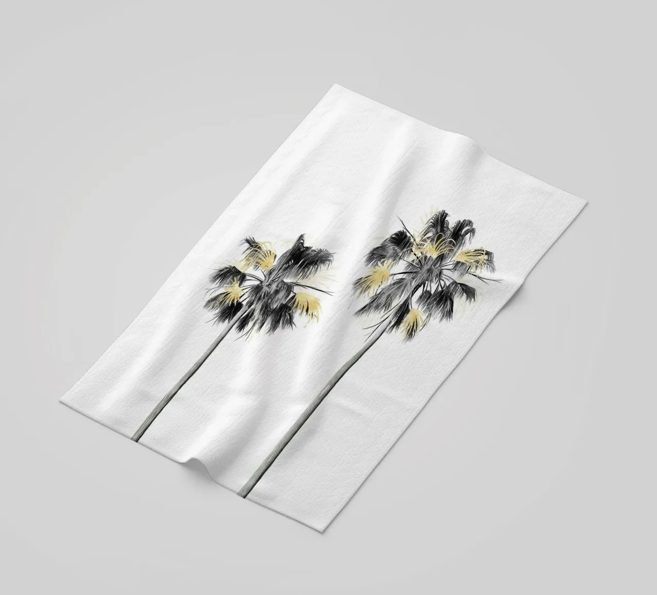 Albero di palme nero, bianco e oro 01 telo mare da amini54