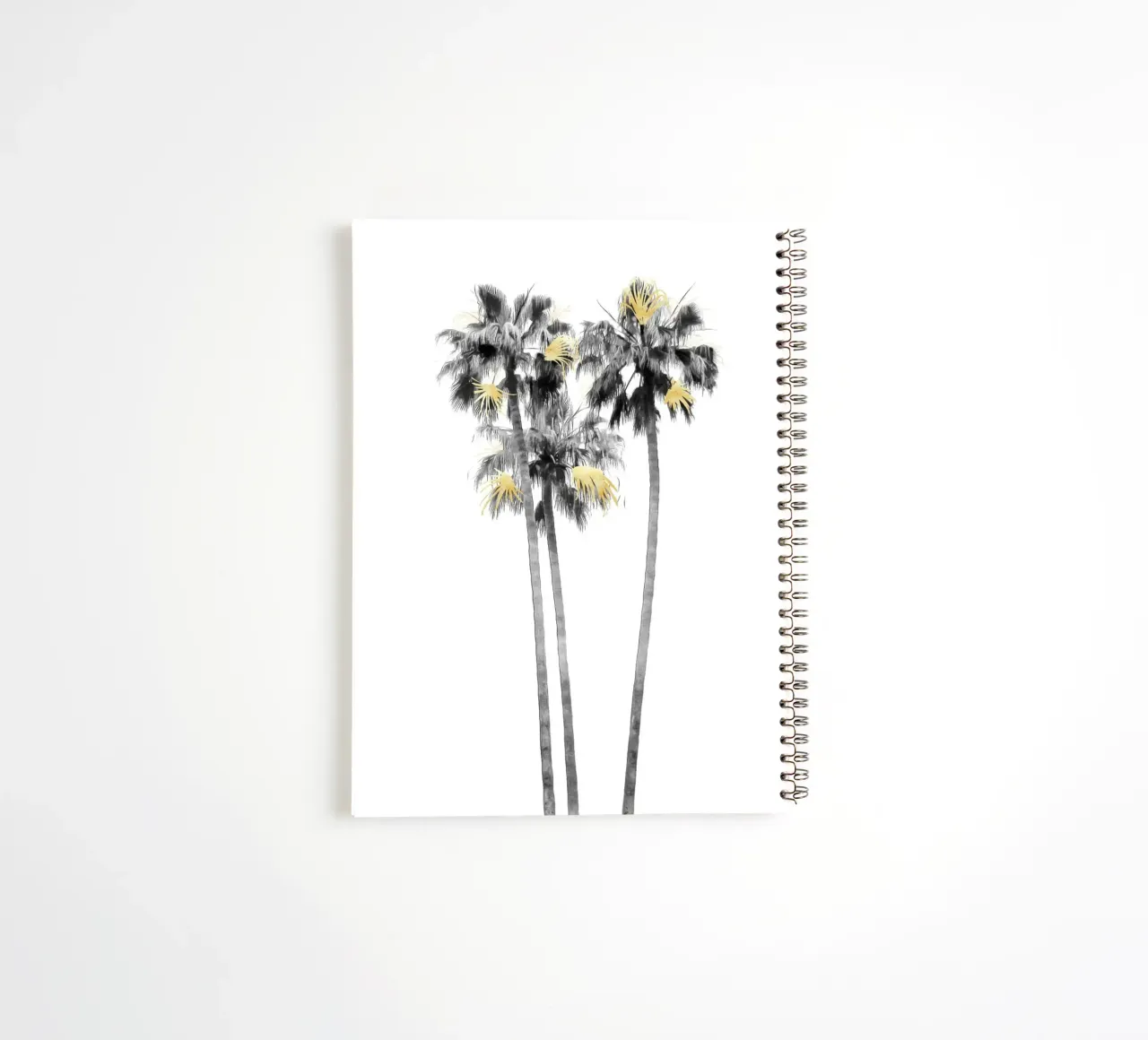 Palm Tree Black, White and Gold 03 spiral notebook by amini54