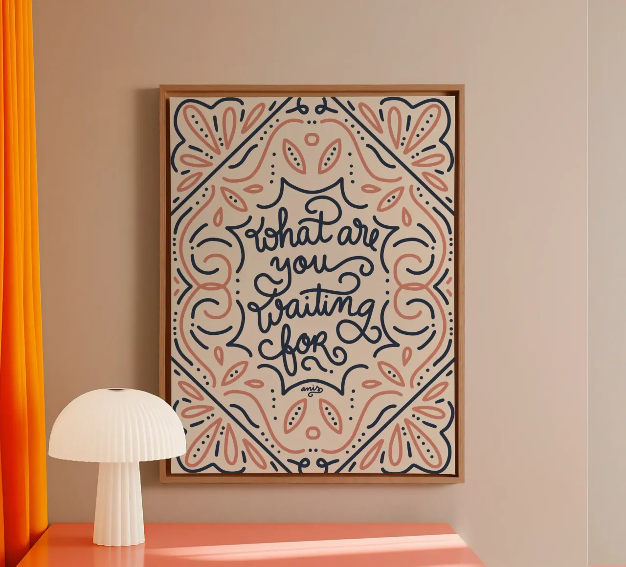 What are you waiting for? tela con Cornice a cassetta da anisillustration