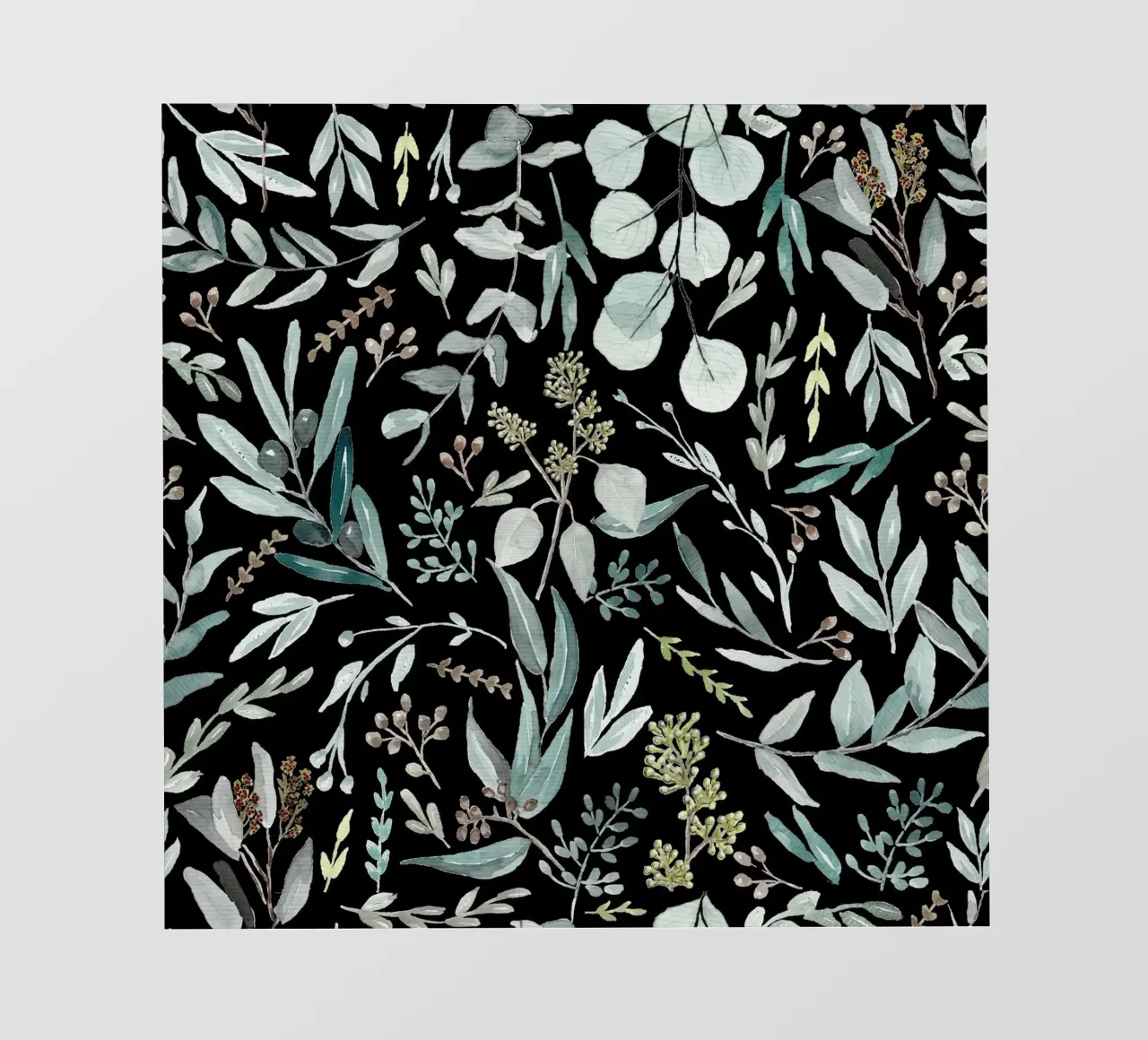 Black Eucalyptus Leaves Pattern telo in pvc da anisillustration