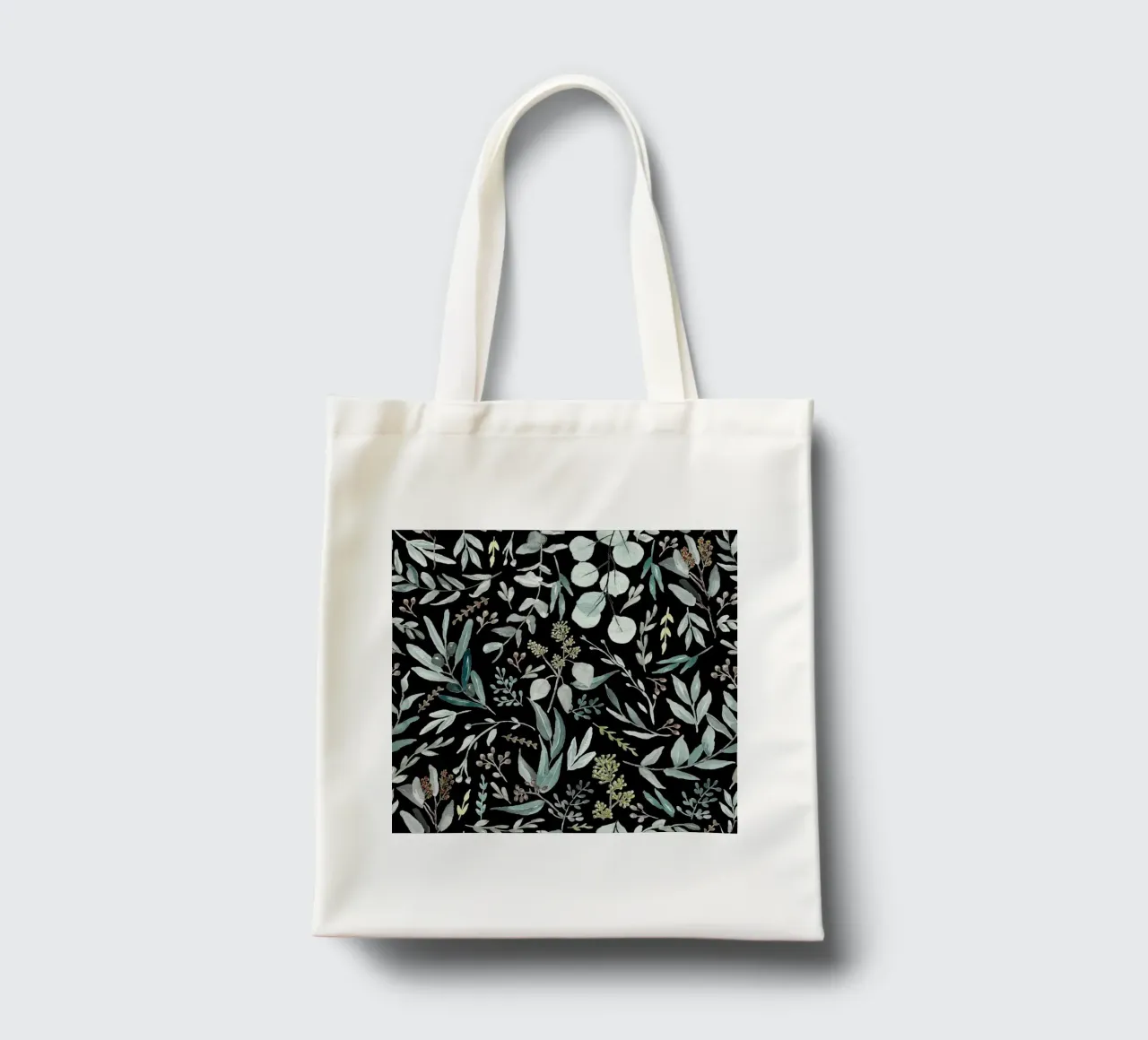 Black Eucalyptus Leaves Pattern borsa in juta da anisillustration