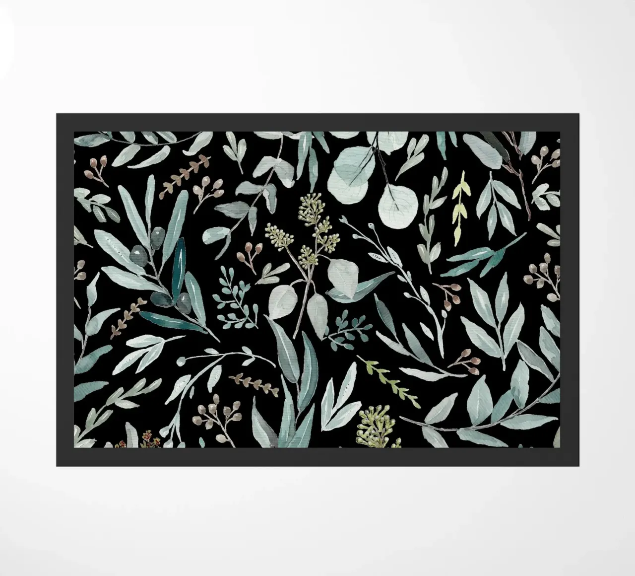 Black Eucalyptus Leaves Pattern zerbino da anisillustration