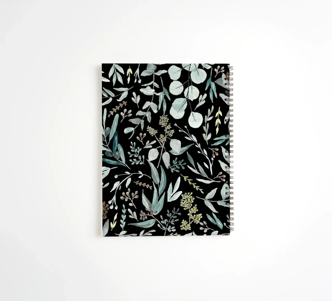 Black Eucalyptus Leaves Pattern Ringbuch von anisillustration