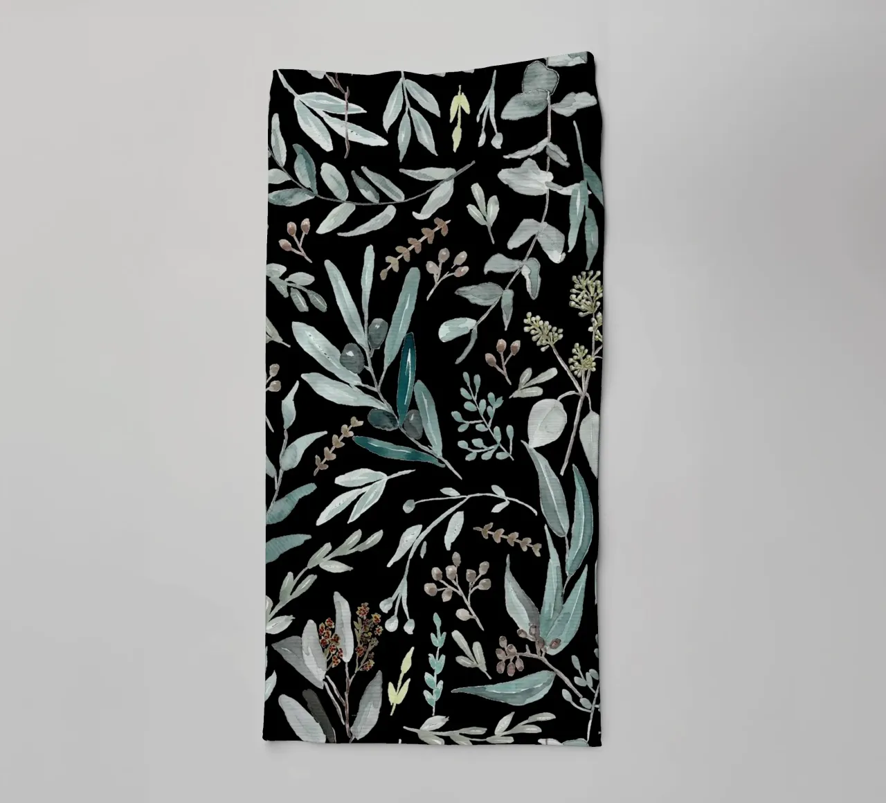 Black Eucalyptus Leaves Pattern asciugamano da bagno da anisillustration