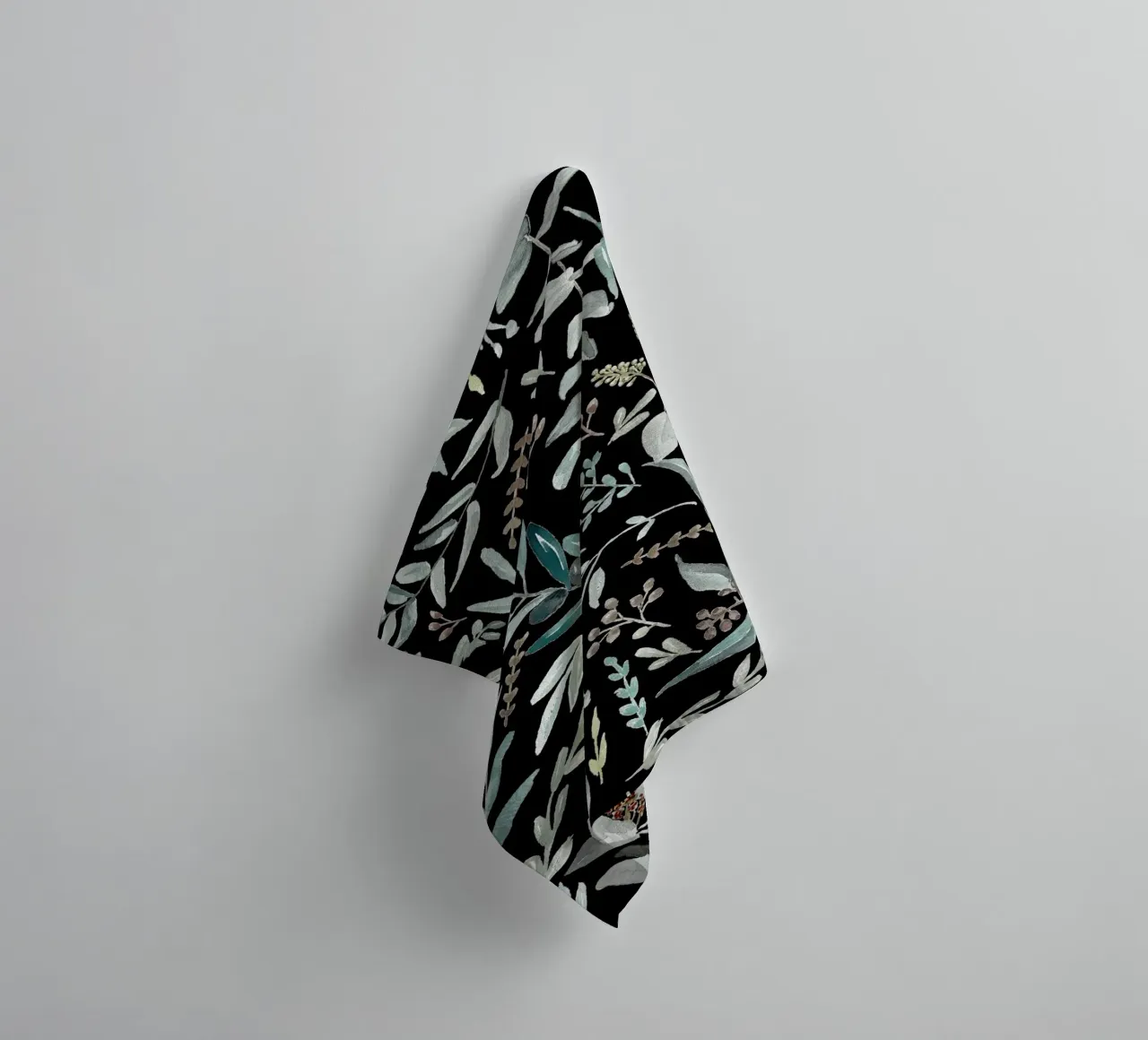 Black Eucalyptus Leaves Pattern asciugamano da bagno da anisillustration