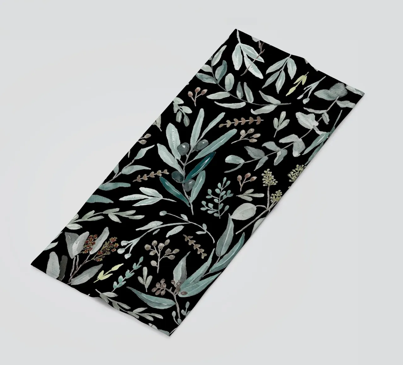 Black Eucalyptus Leaves Pattern telo mare da anisillustration