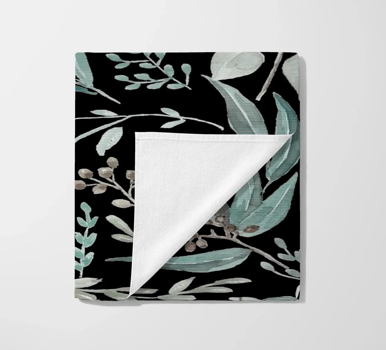 Black Eucalyptus Leaves Pattern telo mare da anisillustration