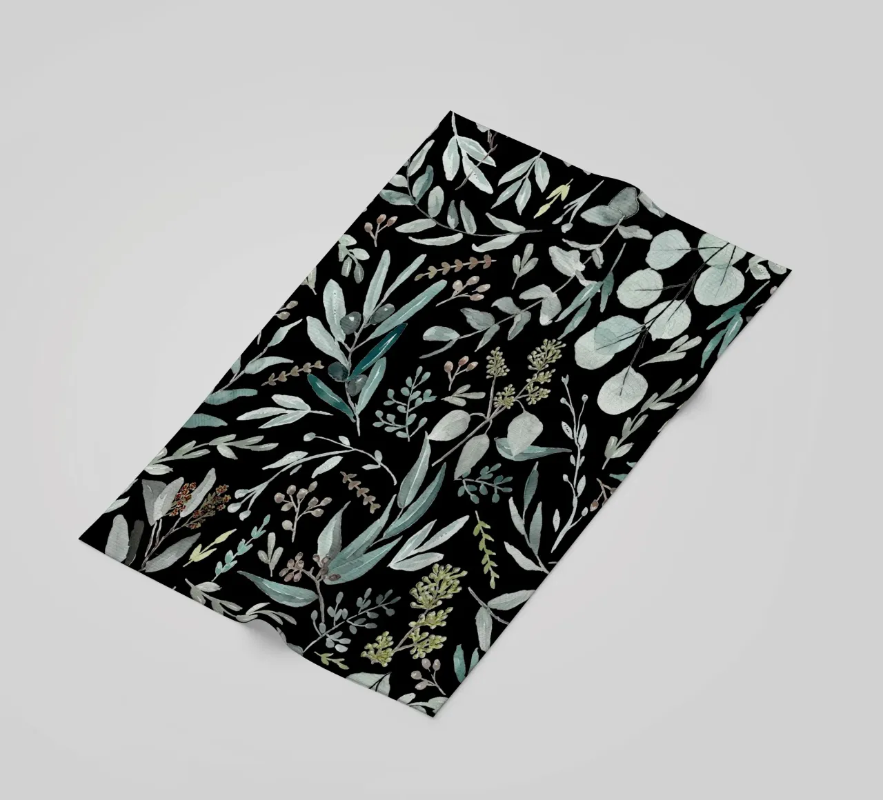 Black Eucalyptus Leaves Pattern telo mare da anisillustration