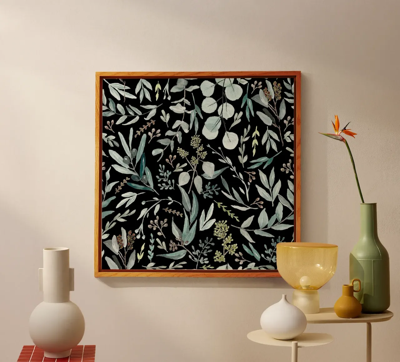 Black Eucalyptus Leaves Pattern plexiglass da anisillustration