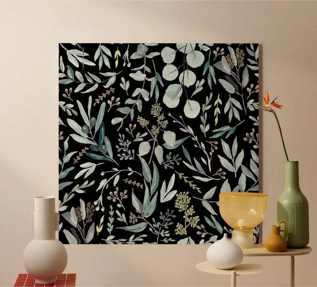 Black Eucalyptus Leaves Pattern plexiglass da anisillustration