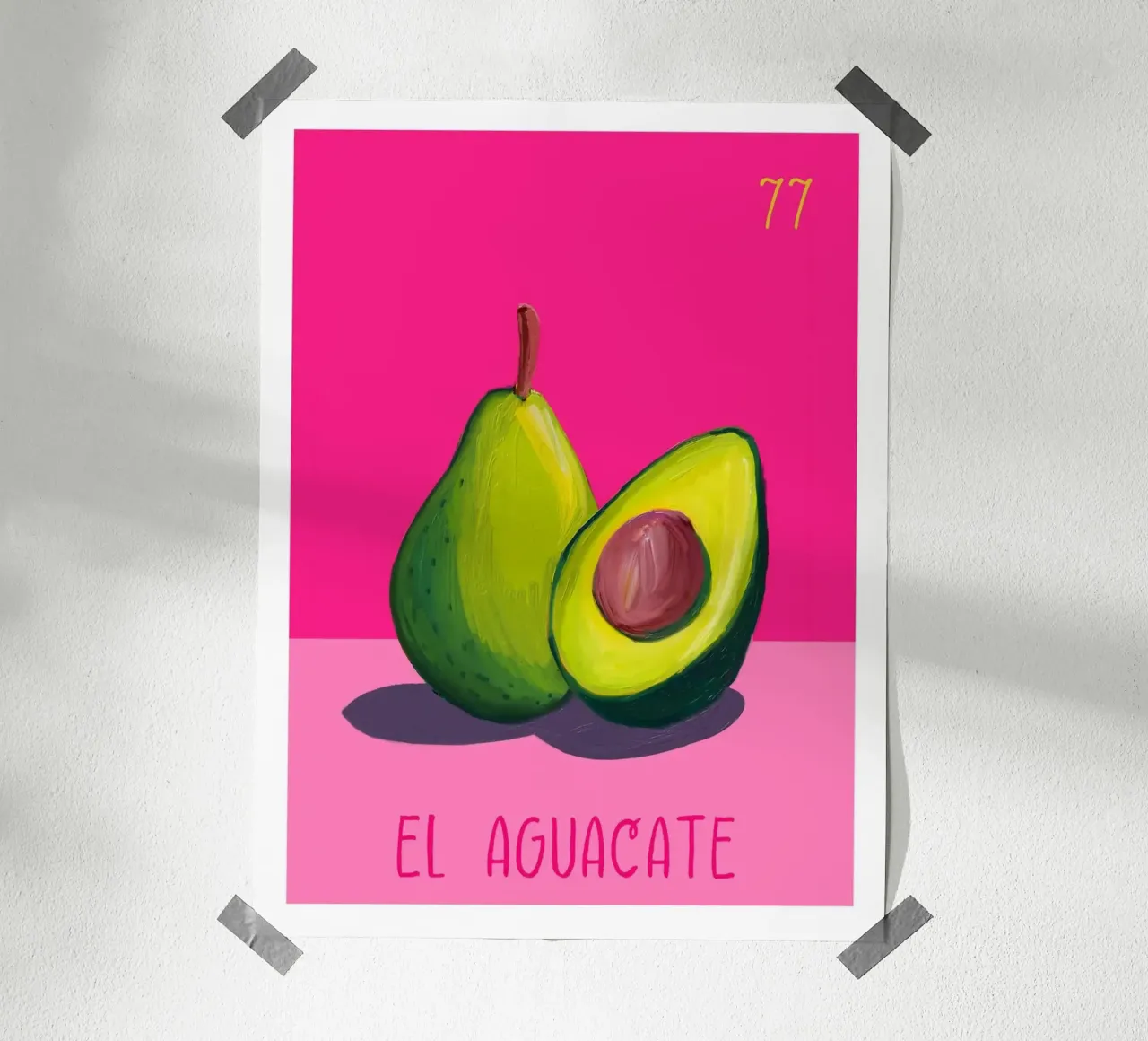 77 El Avocado L'avocado poster con telaio in legno da cafelab
