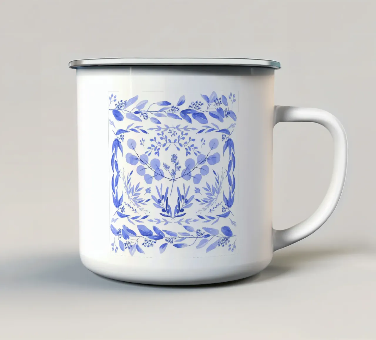 Blue Mediterranean Scene tazza in smalto da anisillustration