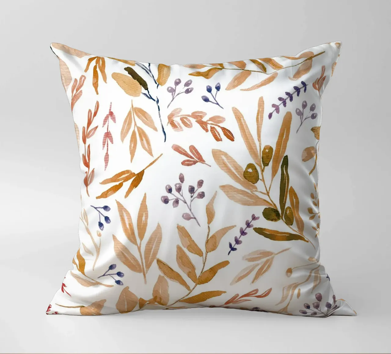 Orange Eucalyptus Leaves Pattern cuscino da anisillustration