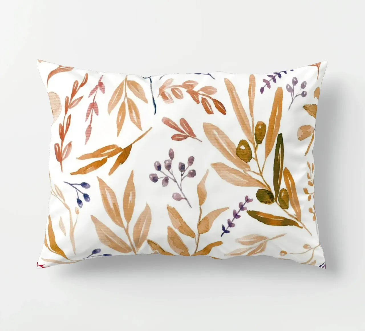 Orange Eucalyptus Leaves Pattern cuscino da anisillustration