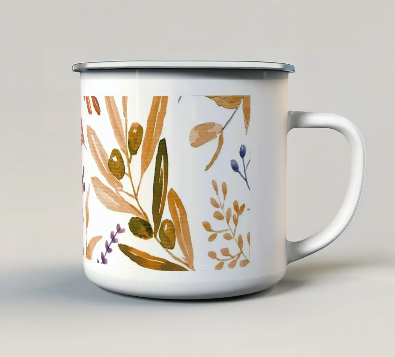 Orange Eucalyptus Leaves Pattern tazza in smalto da anisillustration
