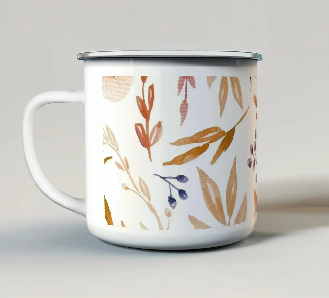 Orange Eucalyptus Leaves Pattern tazza in smalto da anisillustration