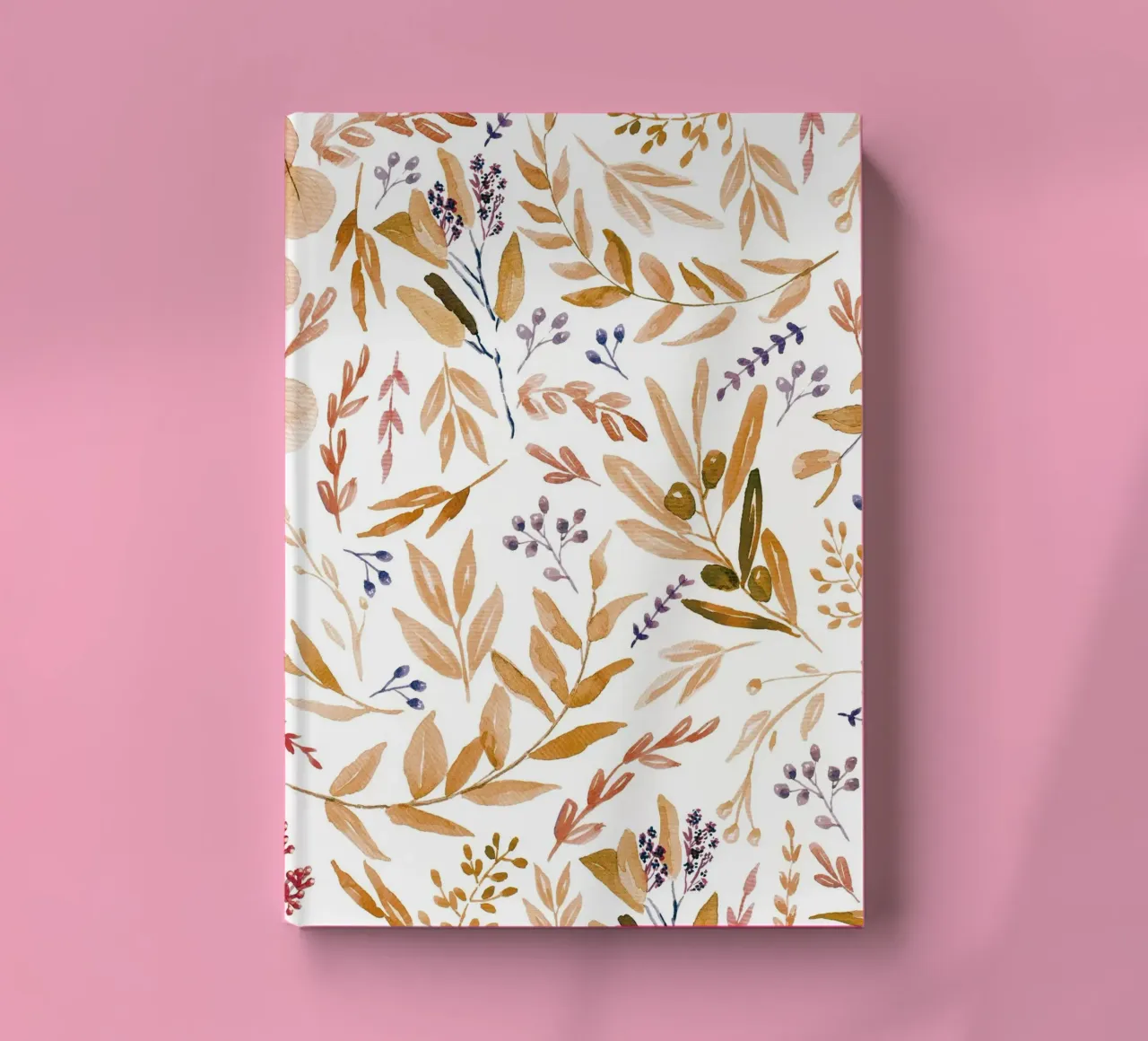 Orange Eucalyptus Leaves Pattern notebook by anisillustration