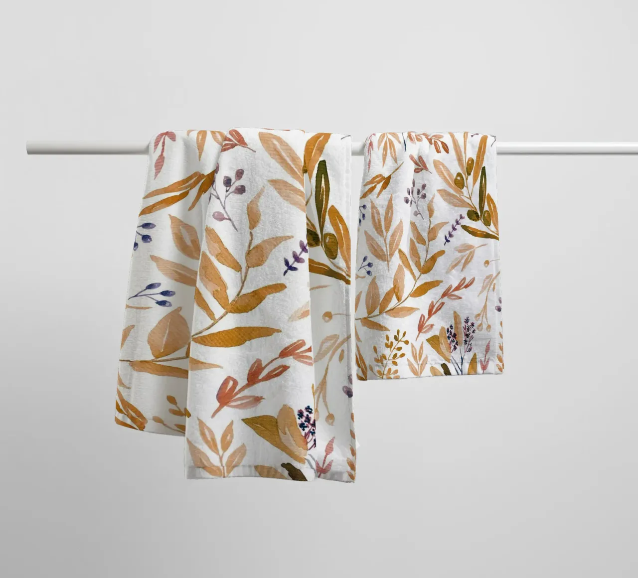 Orange Eucalyptus Leaves Pattern asciugamano da bagno da anisillustration