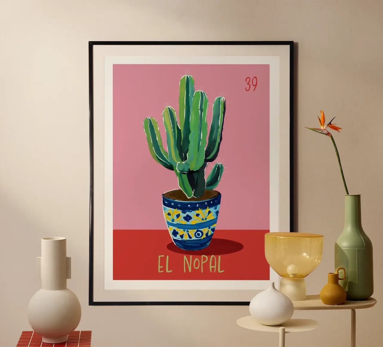 39 El Nopal Il Cactus poster con telaio in alluminio da cafelab