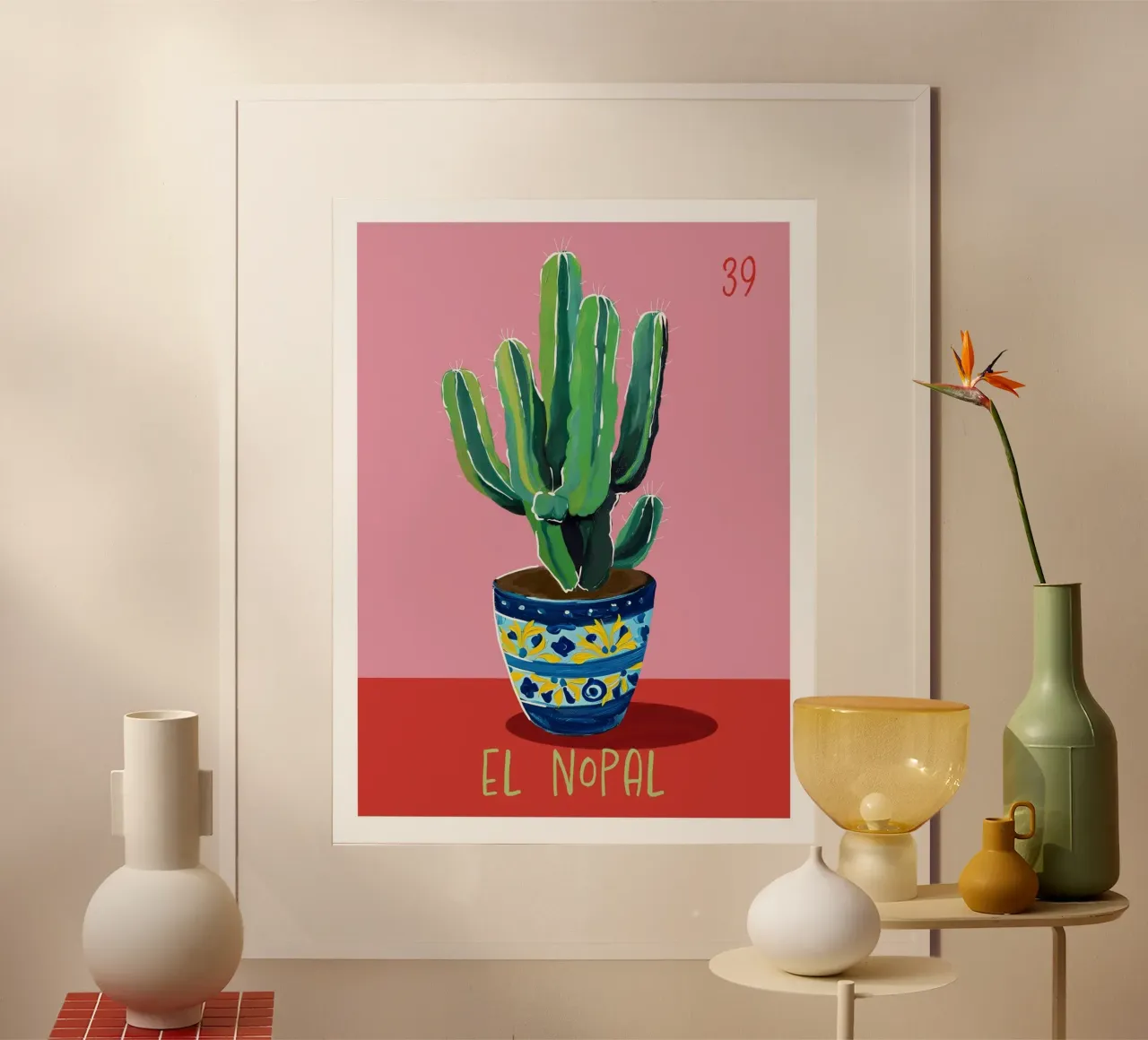 39 El Nopal Il Cactus poster con telaio in alluminio da cafelab
