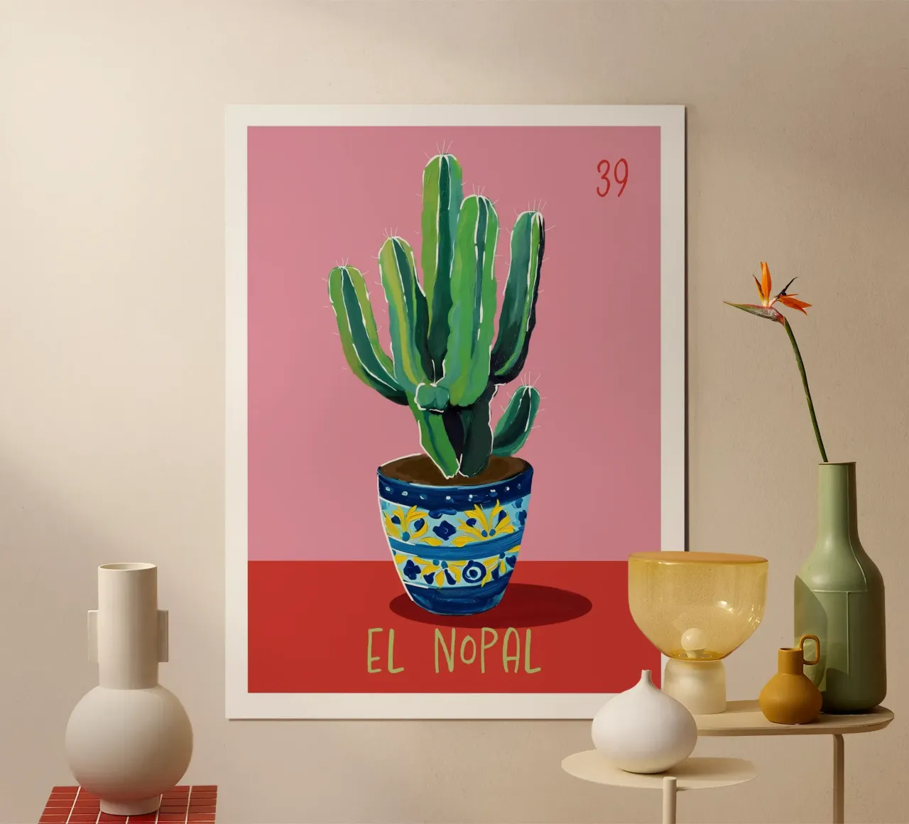 39 El Nopal Il Cactus poster con telaio in alluminio da cafelab