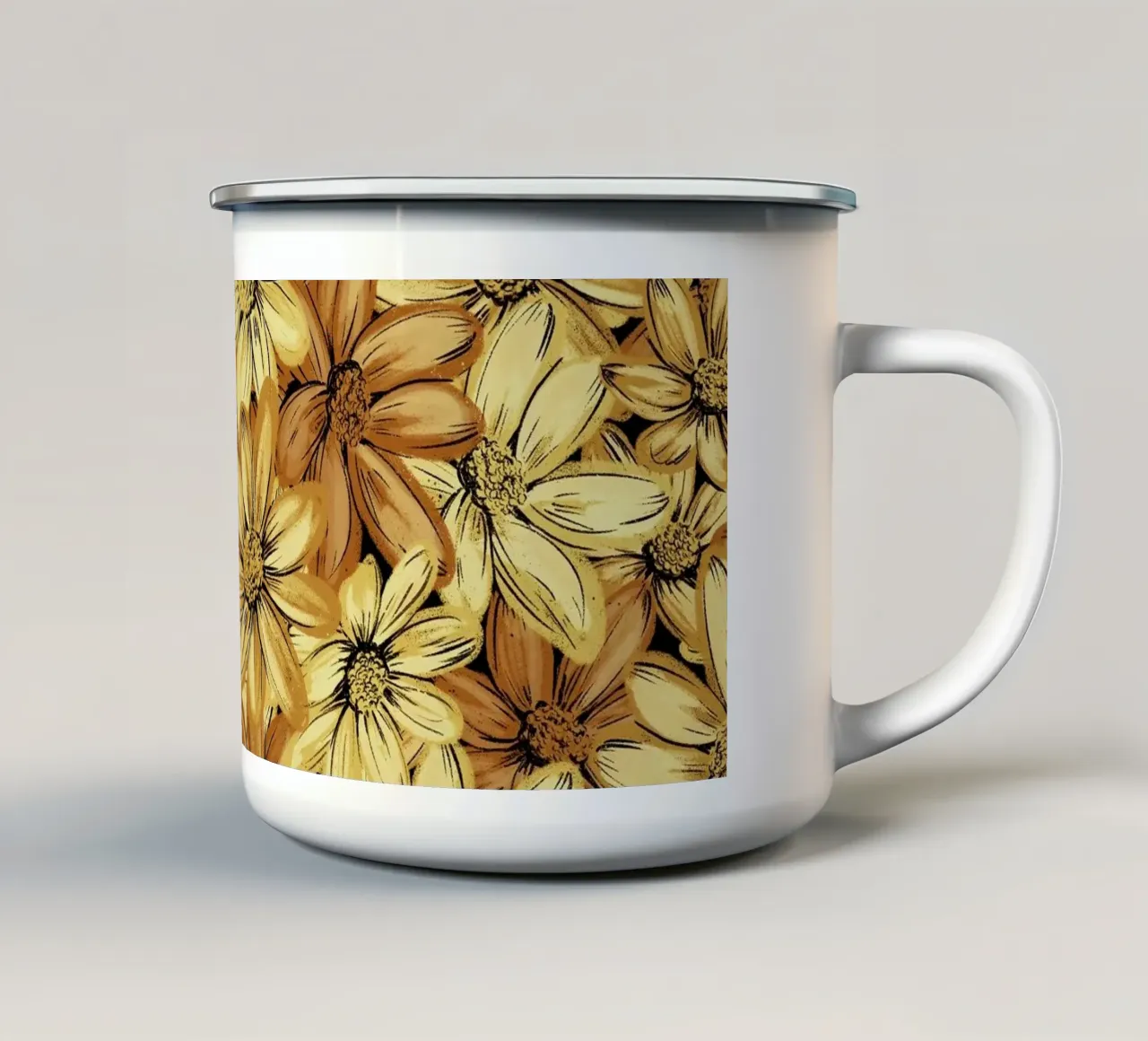Daisies Autumn Floral Pattern tazza in smalto da anisillustration