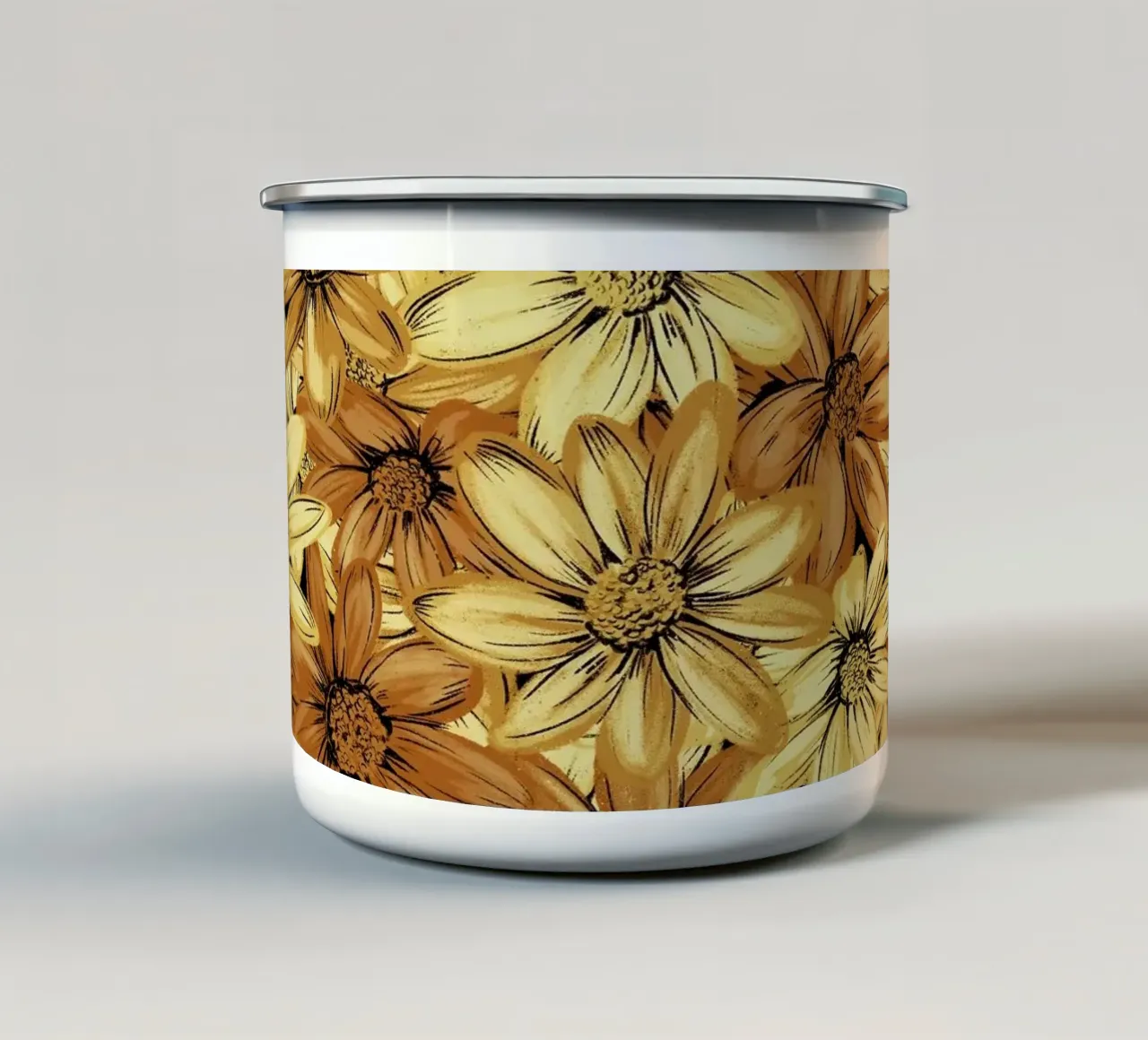 Daisies Autumn Floral Pattern tazza in smalto da anisillustration