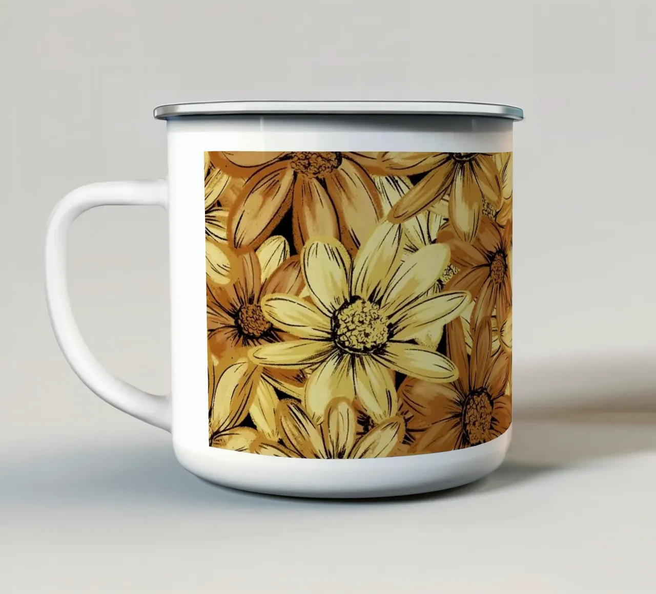 Daisies Autumn Floral Pattern tazza in smalto da anisillustration