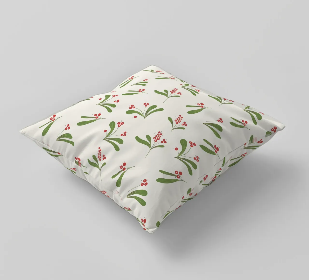 Minimal Mistletoe Christmas Pattern cuscino da anisillustration