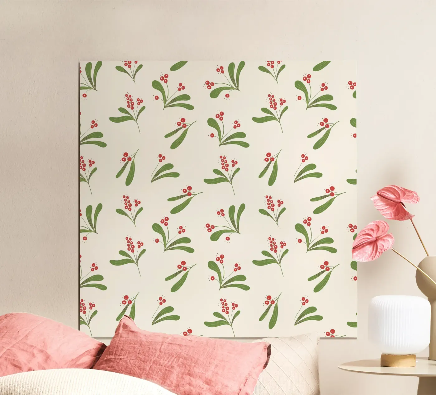 Minimal Mistletoe Christmas Pattern poster da anisillustration