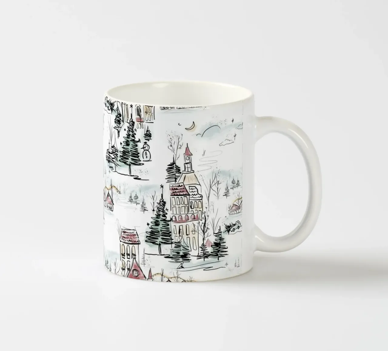 Winter Scene Christmas Pattern tazza in ceramica da anisillustration