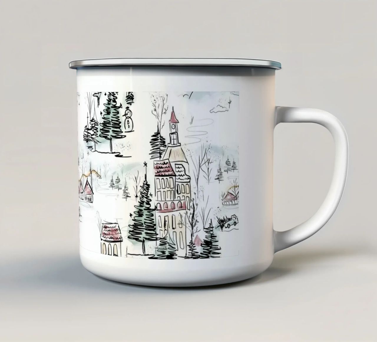 Winter Scene Christmas Pattern tazza in smalto da anisillustration