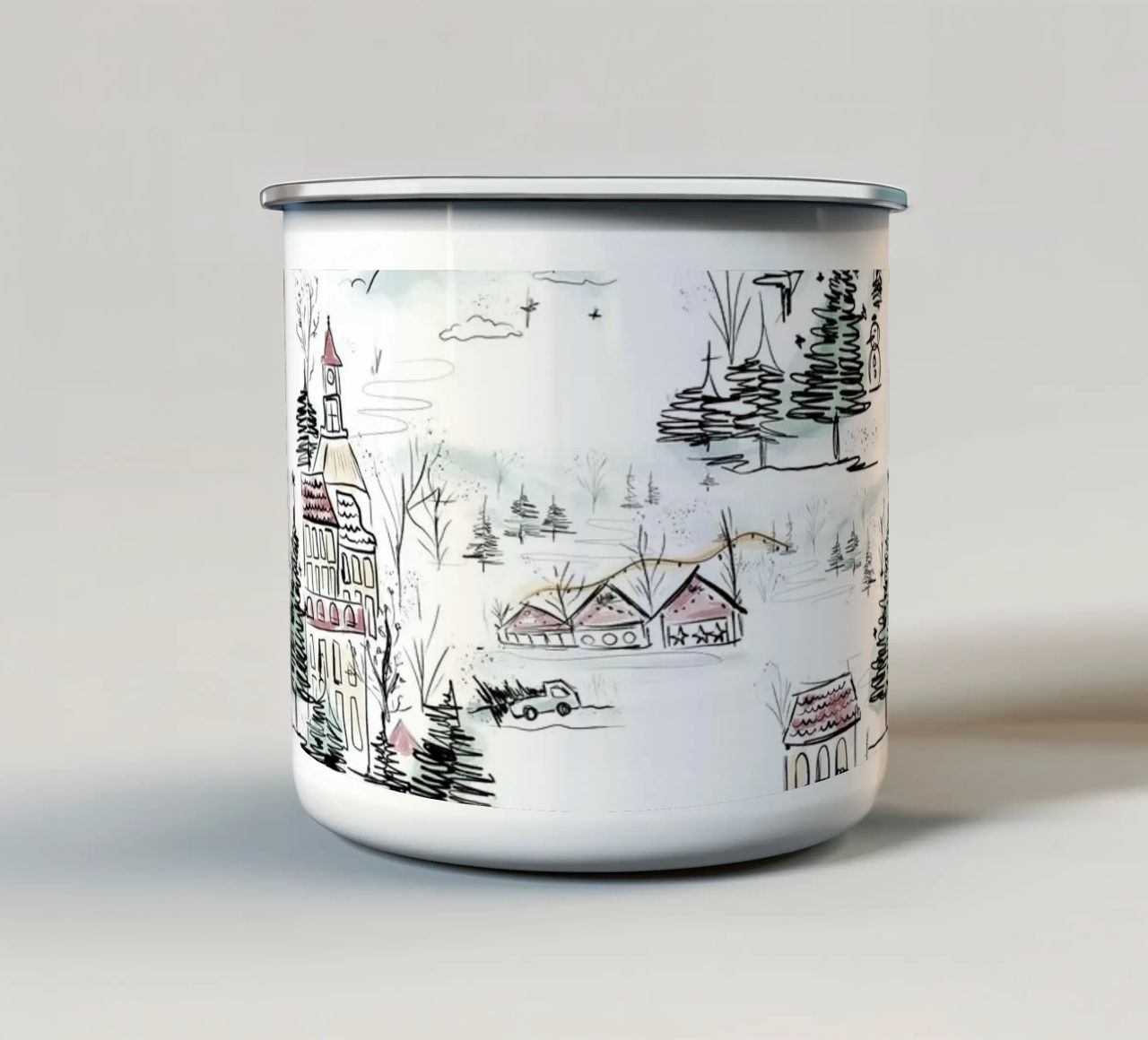 Winter Scene Christmas Pattern tazza in smalto da anisillustration