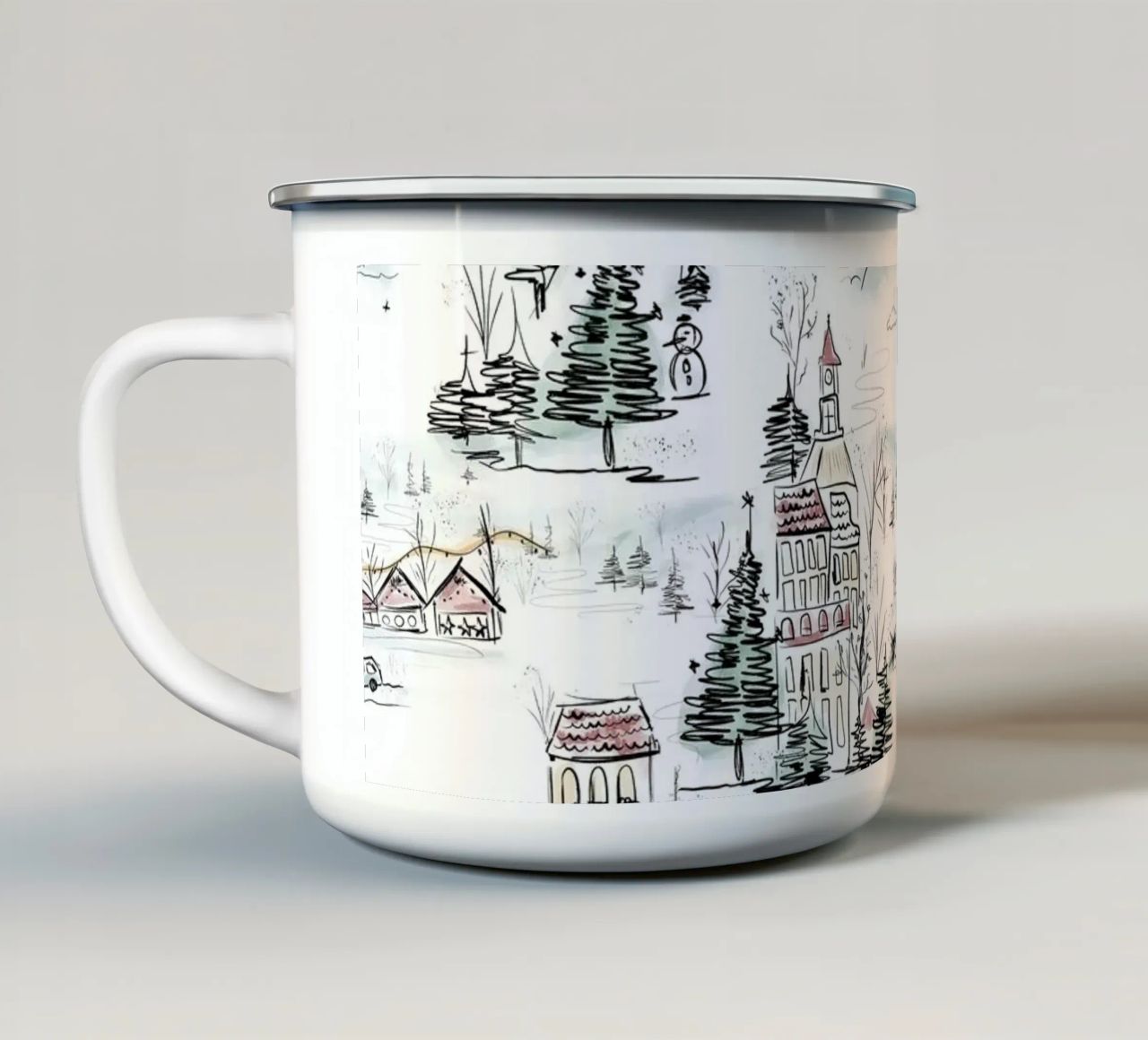 Winter Scene Christmas Pattern tazza in smalto da anisillustration