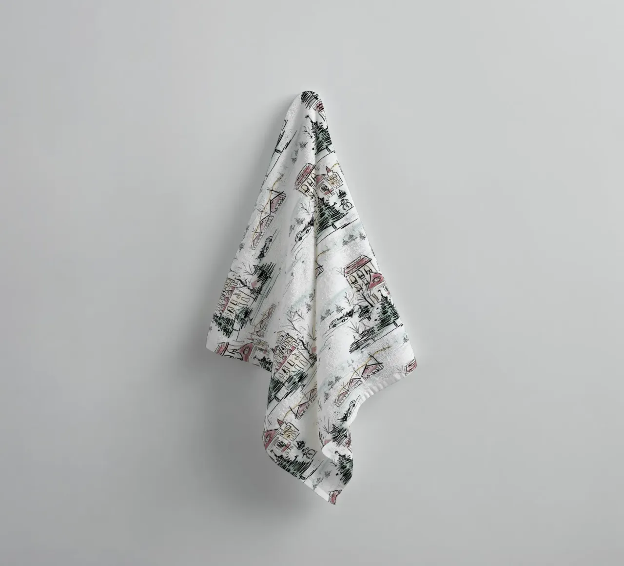 Winter Scene Christmas Pattern towel by anisillustration