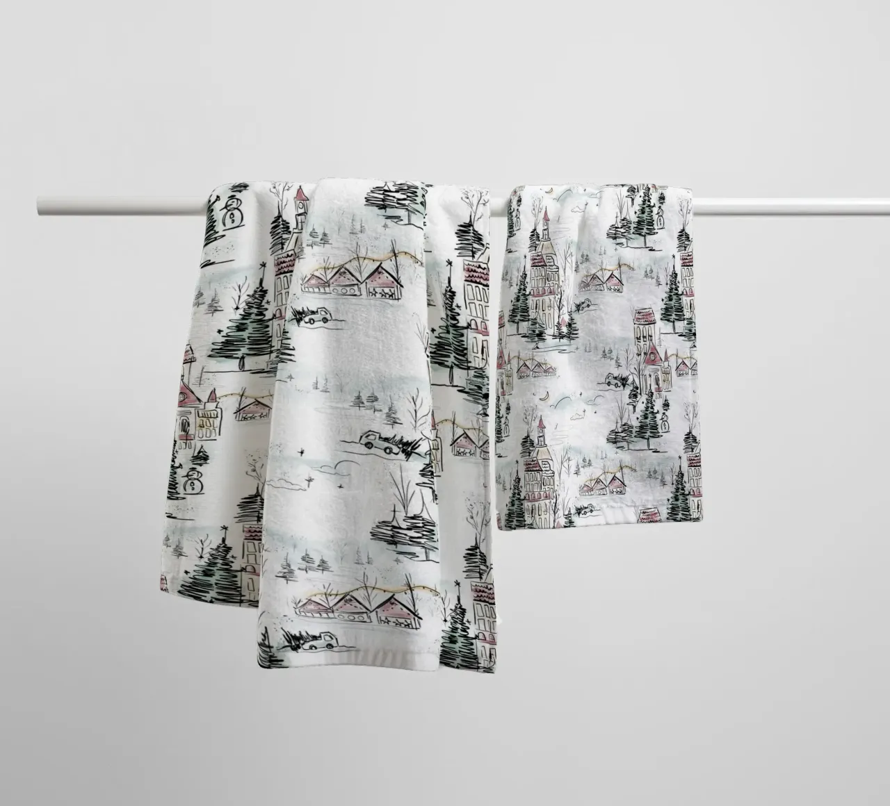 Winter Scene Christmas Pattern towel by anisillustration
