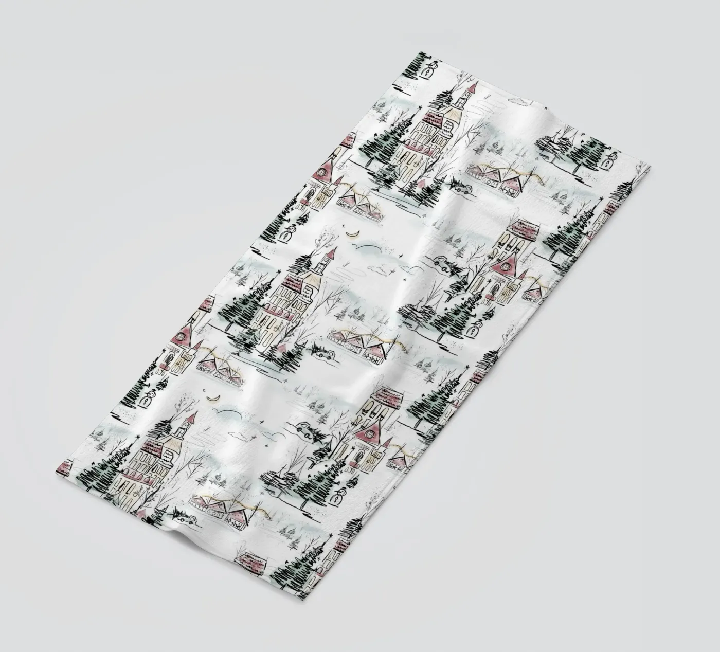 Winter Scene Christmas Pattern telo mare da anisillustration