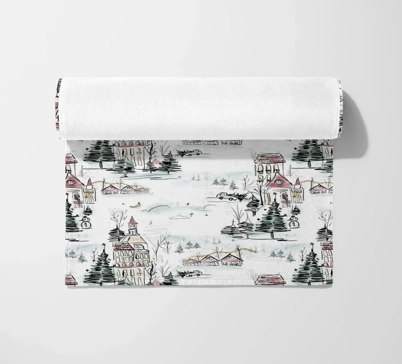 Winter Scene Christmas Pattern telo mare da anisillustration