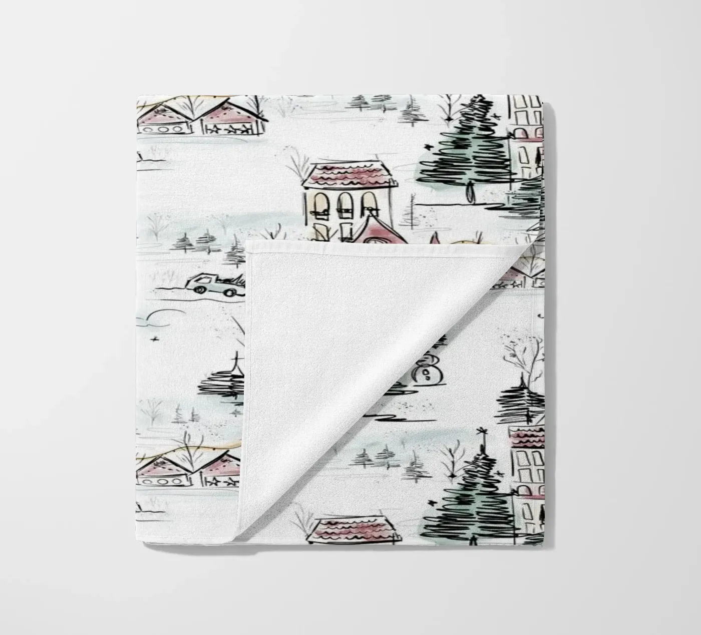 Winter Scene Christmas Pattern telo mare da anisillustration