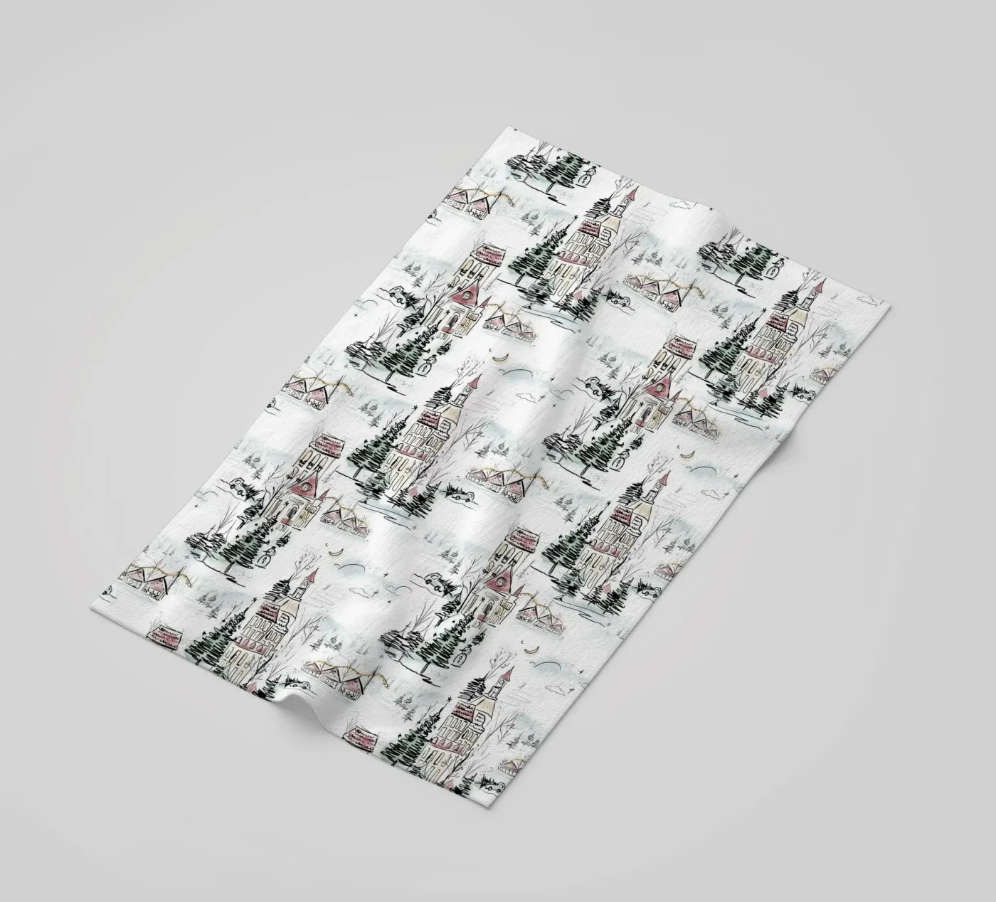 Winter Scene Christmas Pattern telo mare da anisillustration