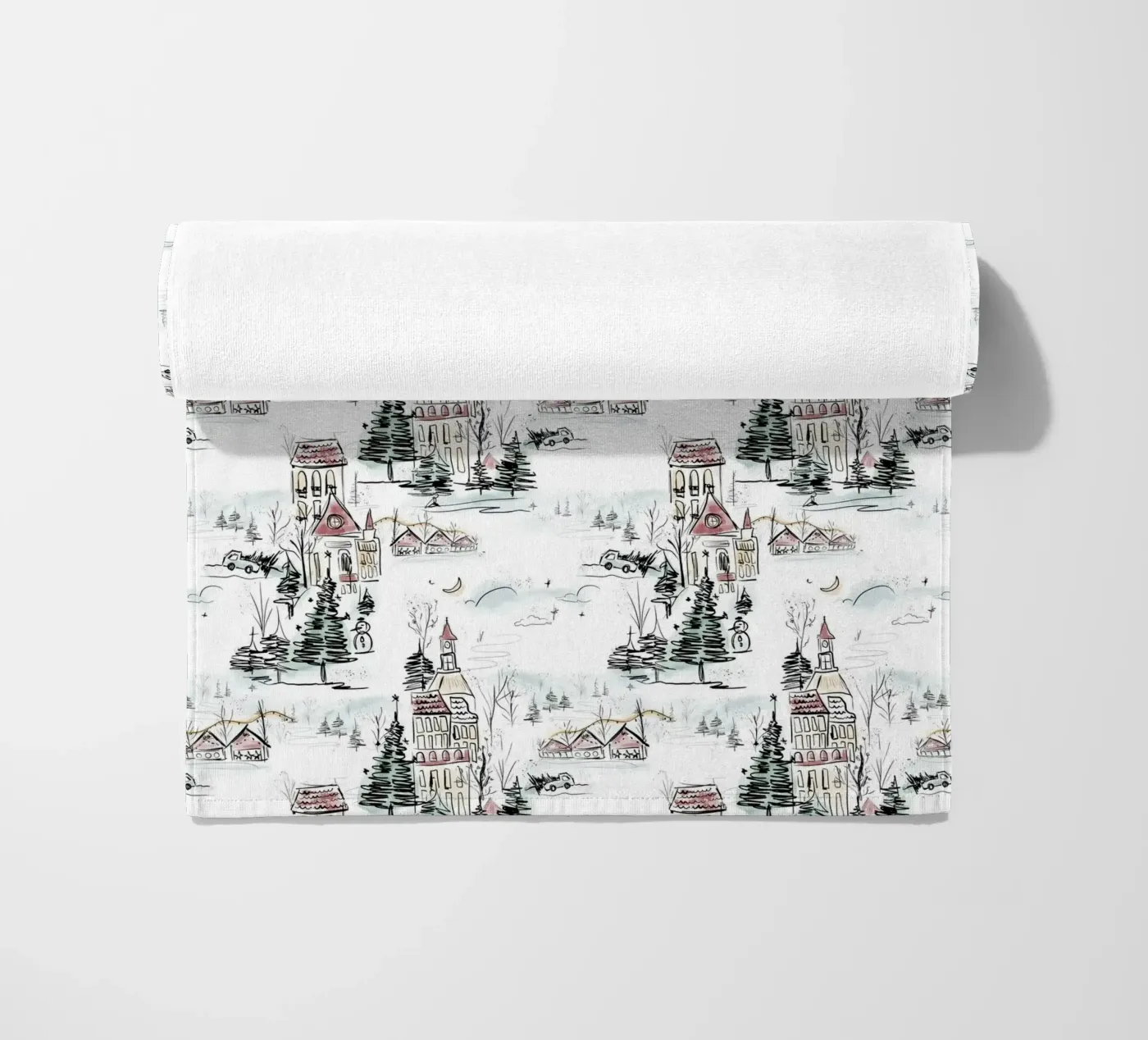 Winter Scene Christmas Pattern telo mare da anisillustration