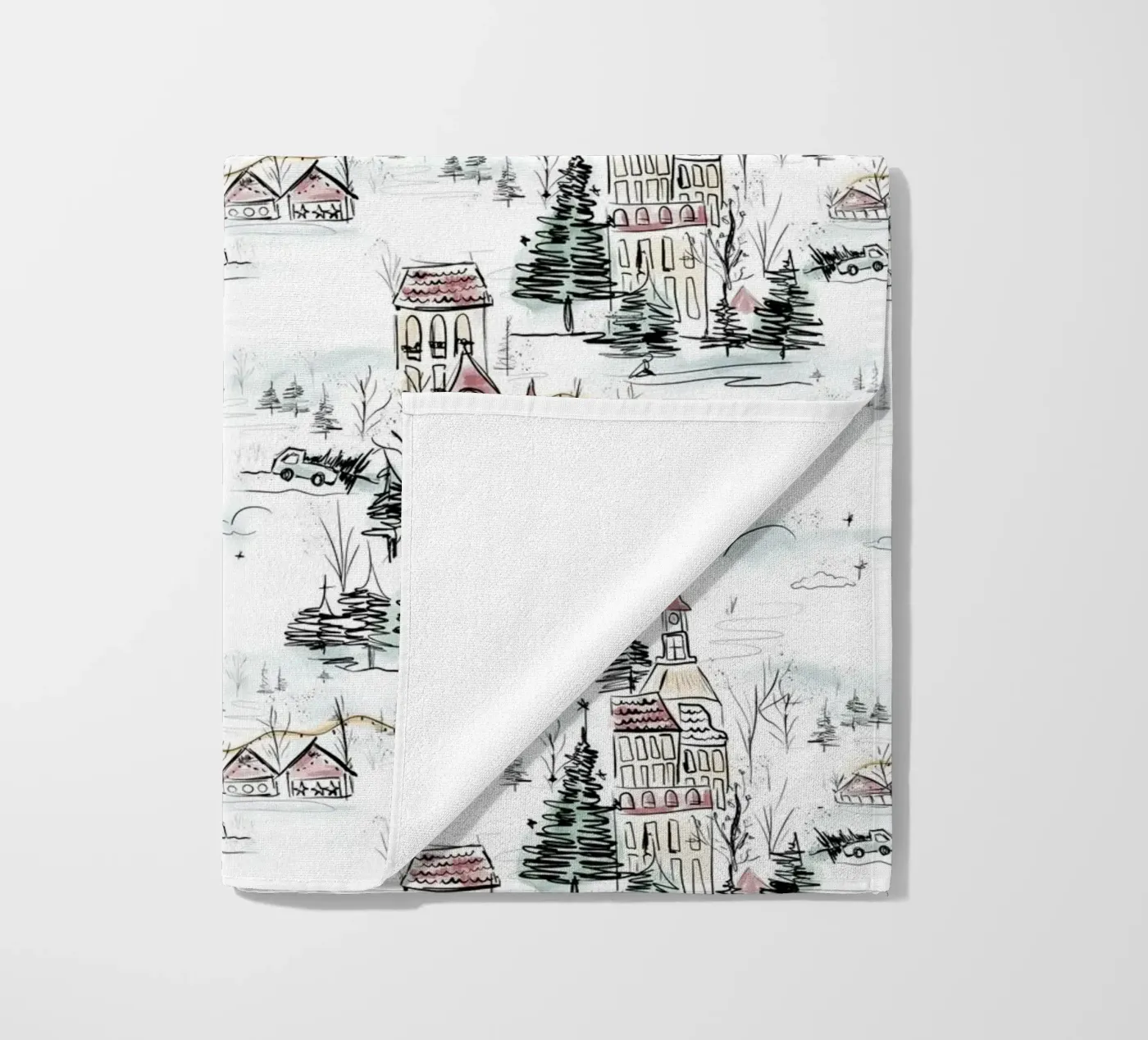 Winter Scene Christmas Pattern telo mare da anisillustration