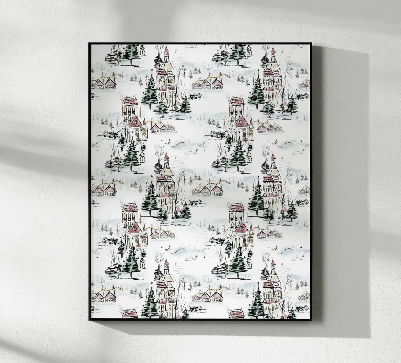 Winter Scene Christmas Pattern plexiglass da anisillustration