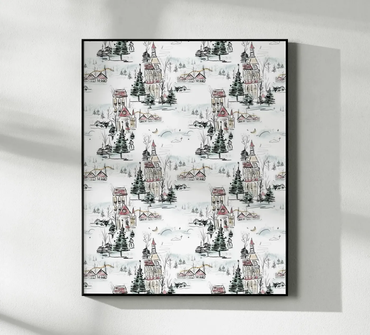 Winter Scene Christmas Pattern plexiglass da anisillustration