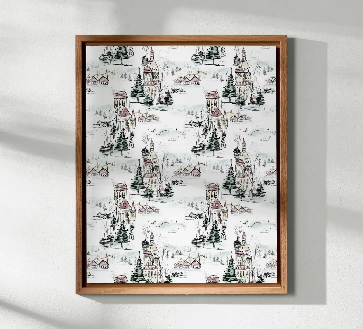 Winter Scene Christmas Pattern pannello forex da anisillustration